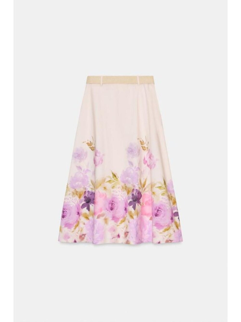 ZARA FLORAL PRINT BELTED MIDI SKIRT - Picture 6 of 7
